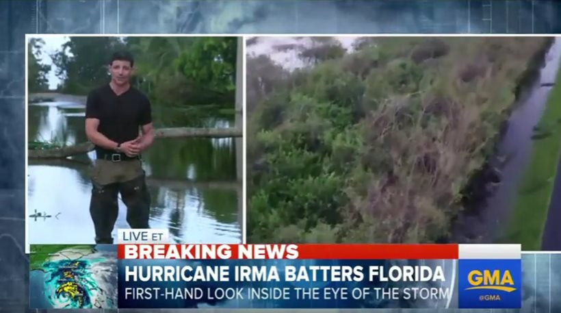 Δημοσιογράφος έκανε ρεπορτάζ από το μάτι της Ίρμα (βίντεο)